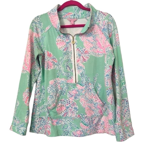 Lilly Pulitzer Womems Skipper Popover Monty Fresh Fan Sea Medium - Picture 1 of 6